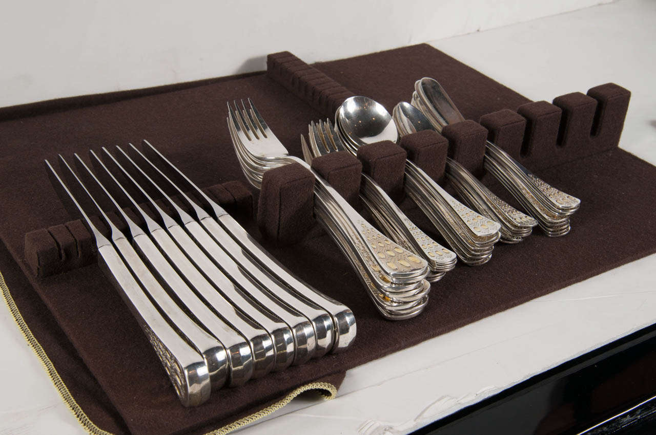 Sterling Silver Modernist Sterling and Gold Flatware by Bjorn Windblad for Rosenthal
