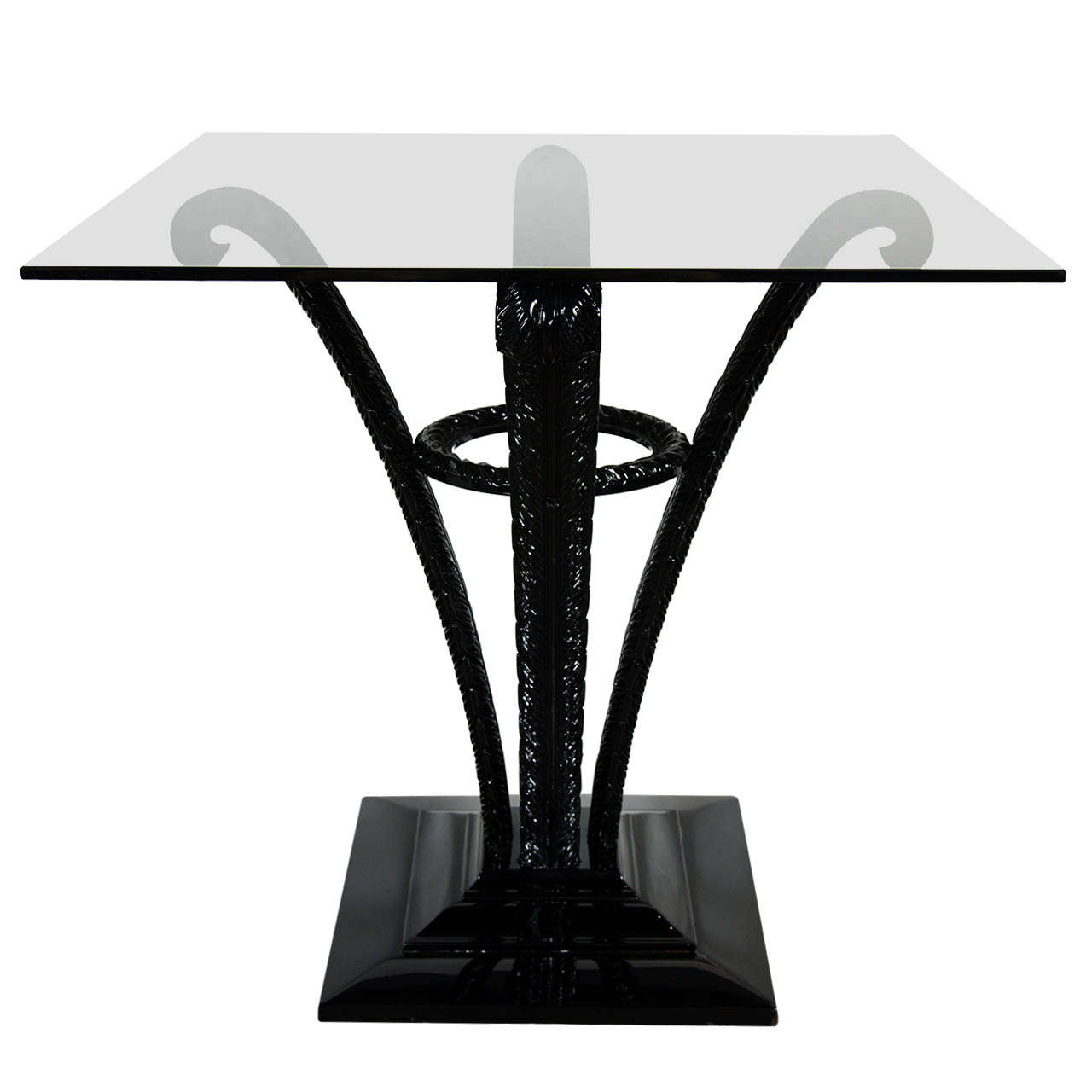 Elegant Art Deco Plume Form Table by Grosfeld House in Black Lacquer