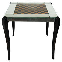 Elegant 1940's Mirrored Game Table with Eglomise Game Board Inset Top