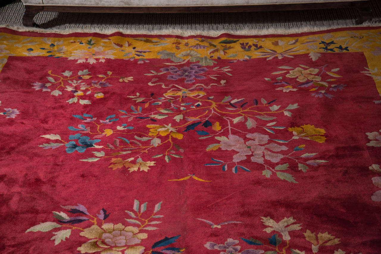 20th Century Chinese Art Deco Rug with Stylized Foliage and Floral Design