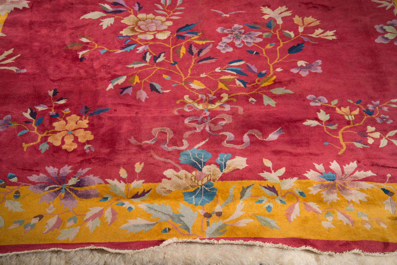 Chinese Art Deco Rug with Stylized Foliage and Floral Design 2