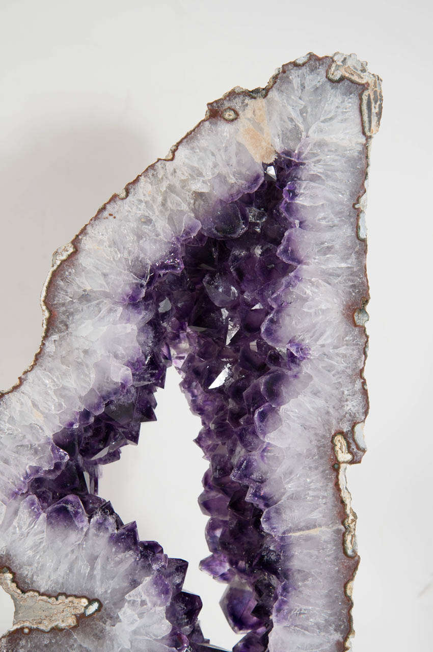 Monumental Sliced Geode Amethyst Crystal Mineral Specimen In Excellent Condition In New York, NY