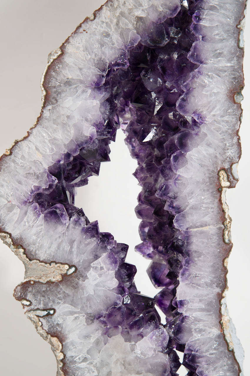 20th Century Monumental Sliced Geode Amethyst Crystal Mineral Specimen