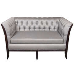 1940's Hollywood Love Seat by Grosfeld House with Greek Key Details