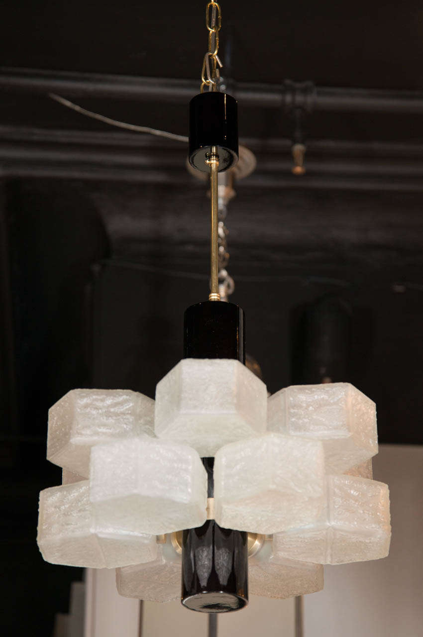 Mid-Century Modern Sophisticated Mid-century Chandelier With Hexagonal Glass Globes