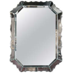 1940's Hollywood Shield Back Mirror with Inset Shadowbox Design