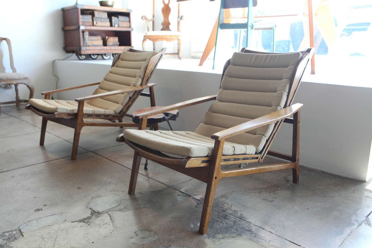 Mid-20th Century Pair of Gio Ponti Chaise Chairs, Italy, 1960
