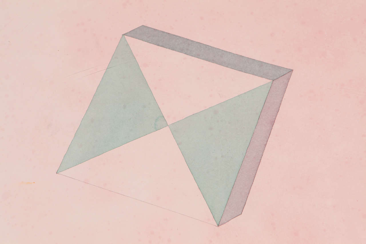 20th Century Ronald Davis Geometric Watercolor on Paper For Sale