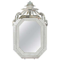 Italian Venetian Wall Mirror with Beautiful Crest