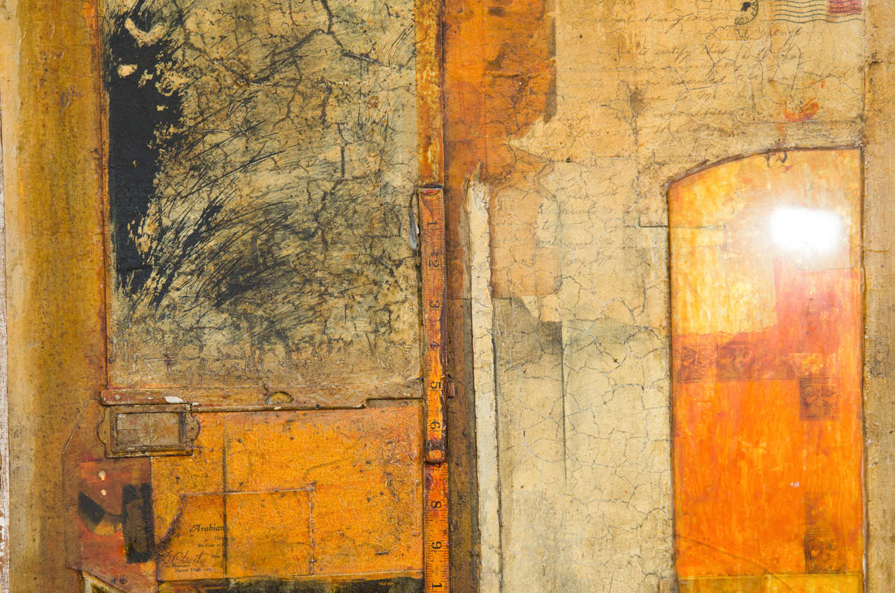 Mixed-Media Collage Painting by New York Artist Gilberto Magpantay In Good Condition In Astoria, NY