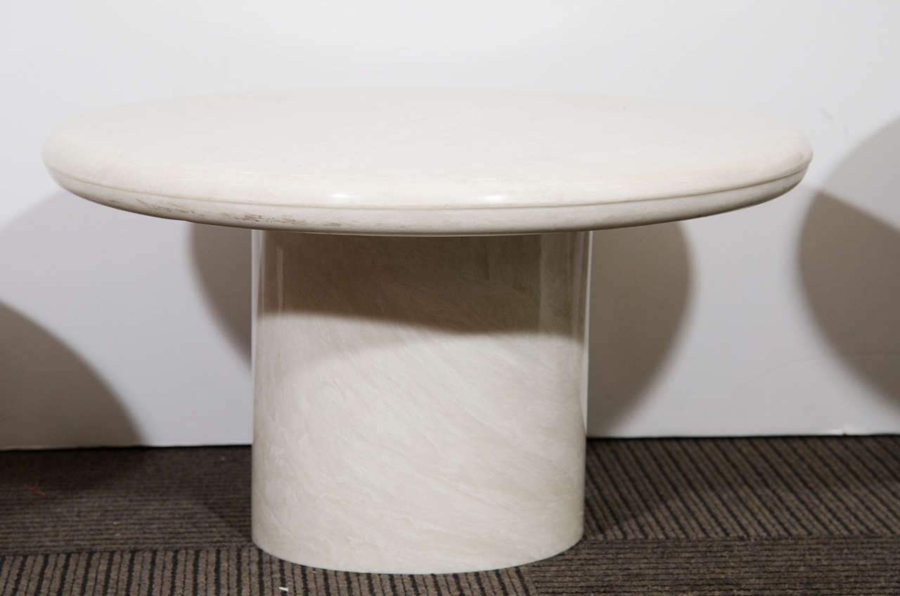 Cast Fantastic Set of Three Italian Marble Pedestal Form Tables For Sale