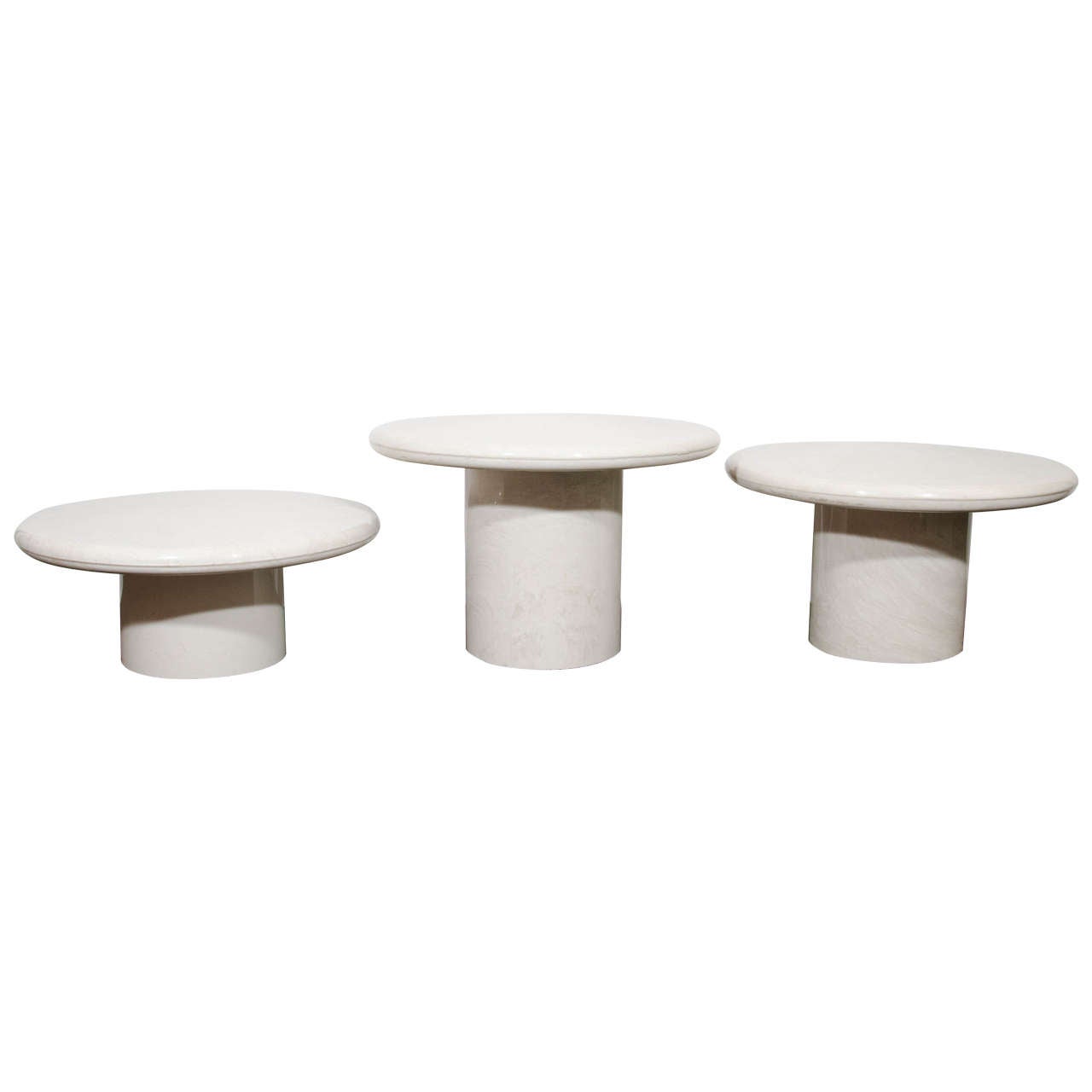Fantastic Set of Three Italian Marble Pedestal Form Tables For Sale