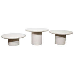 Fantastic Set of Three Italian Marble Pedestal Form Tables