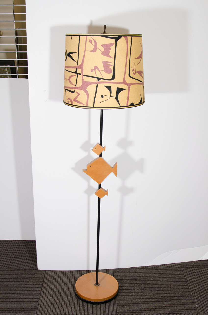 Midcentury Pair of Cubist Style Fish Lamps by Frederick Weinberg