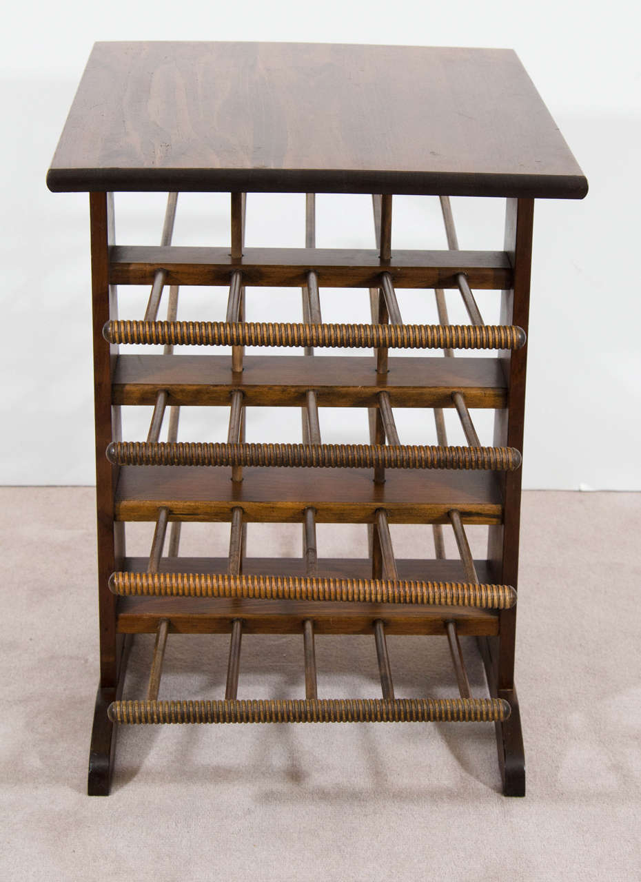 American Midcentury Wooden Magazine Rack or Stand with Eight Shelves