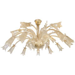 Midcentury Stunning Gold Colored Murano Glass Eighteen-Light Chandelier 7