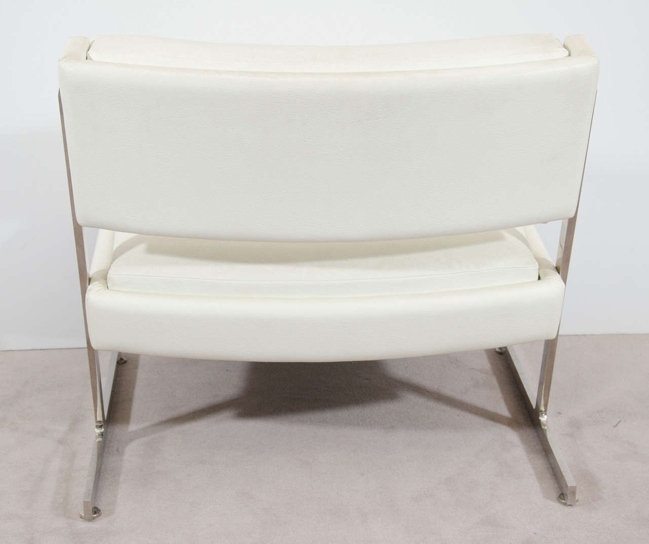 Chrome Midcentury Pair of Button Tufted White Harvey Probber Lounge Chairs