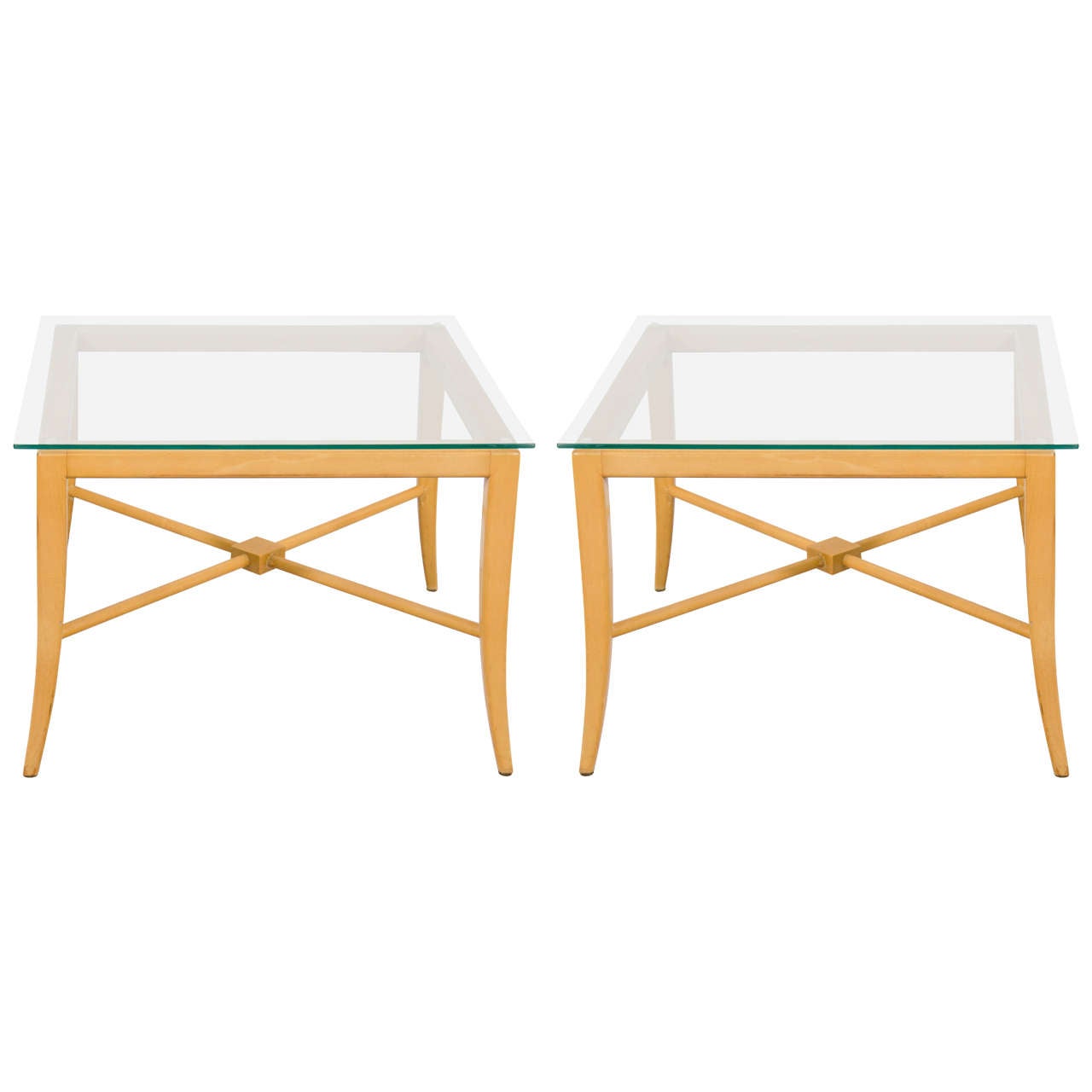 Pair of Tommi Parzinger End and Side Tables with X-Base Frame