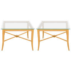 Pair of Tommi Parzinger End and Side Tables with X-Base Frame 7