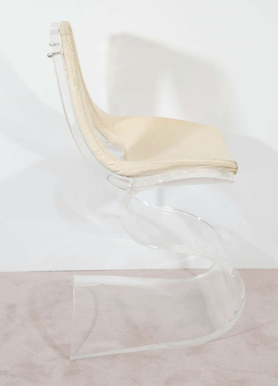 Late 20th Century French Modern Lucite and Leather Designer Chair, France 1970s