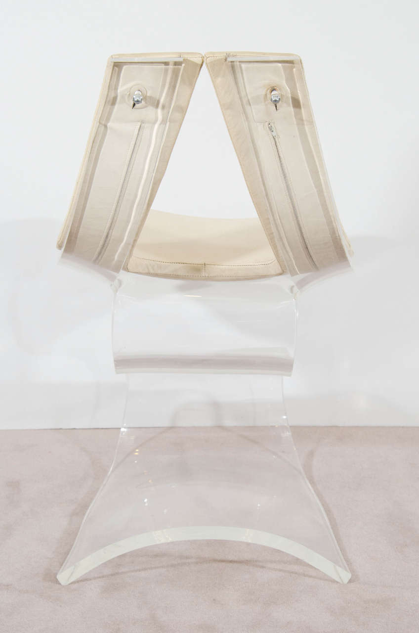 French Modern Lucite and Leather Designer Chair, France 1970s 2