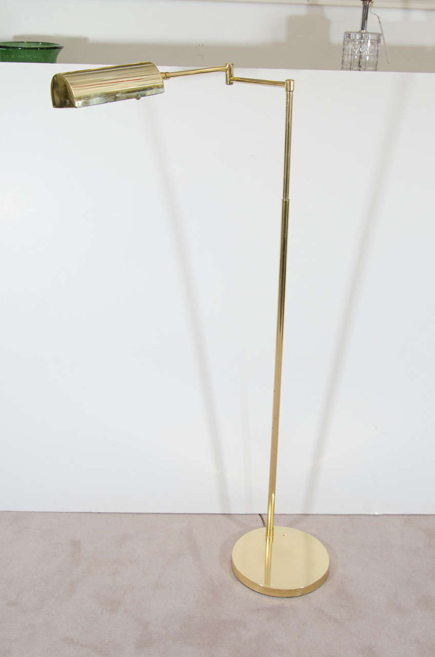 Midcentury Koch and Lowy Swing Arm Adjustable Brass Floor Lamp