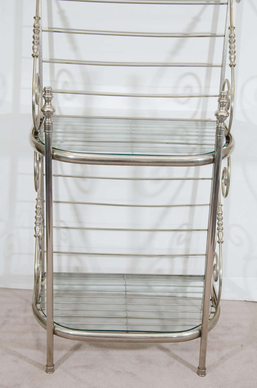 Midcentury Baker's Rack in Steel and Nickel In Good Condition In New York, NY