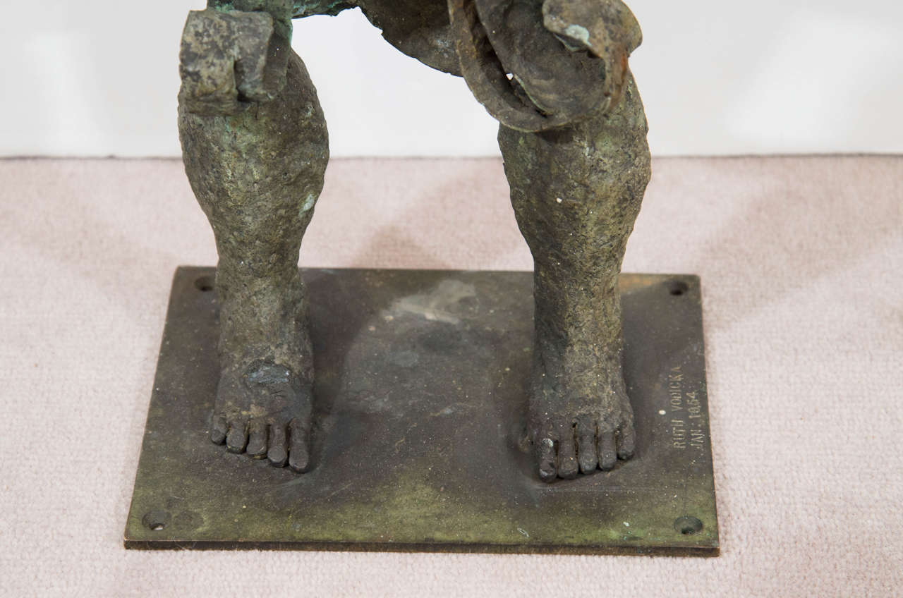 American Midcentury Ruth Kessler Vodicka Bronze Figural Male Sculpture
