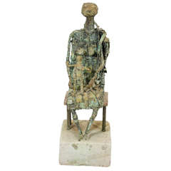 Brutalist Style Copper Sculpture of a Mother and Child 6