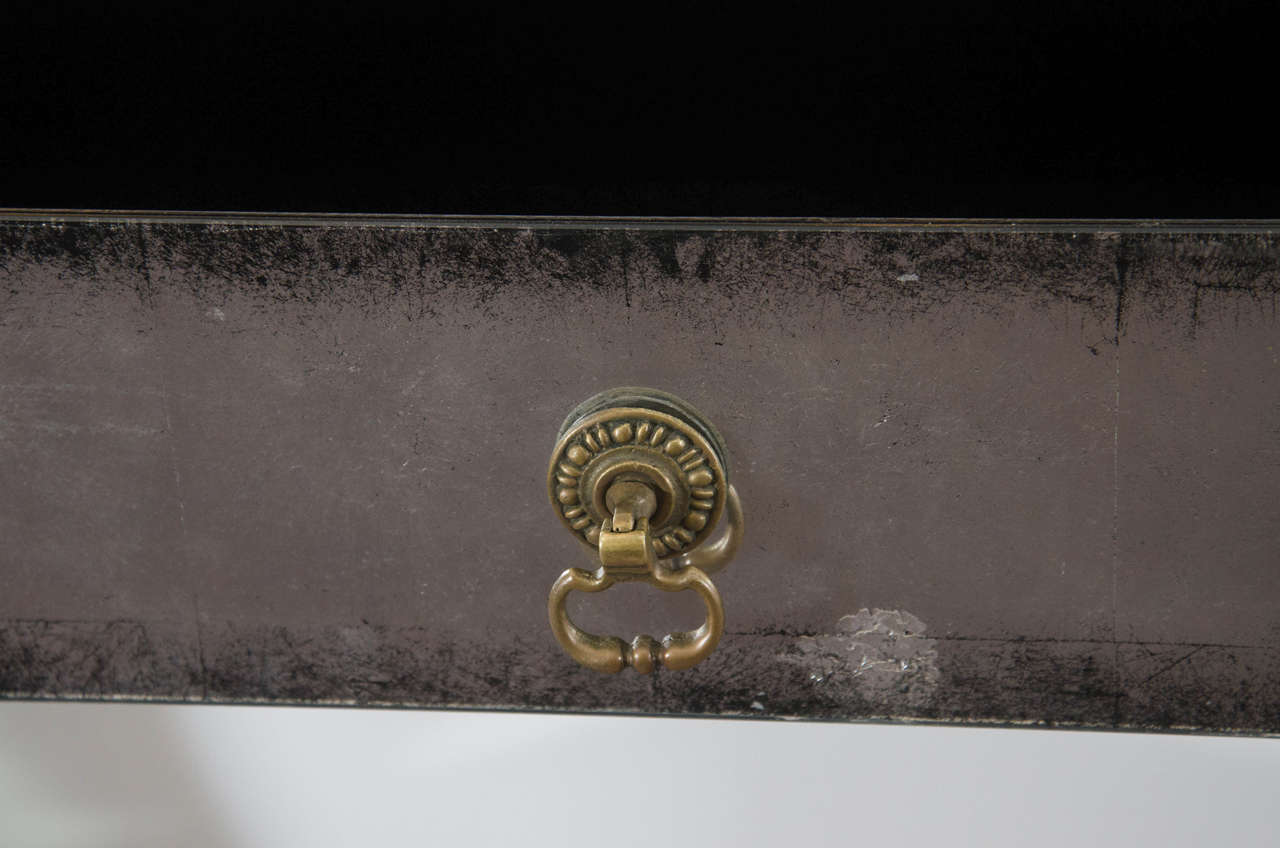 Contemporary Antiqued Mirrored Console Table with Ball and Claw Feet