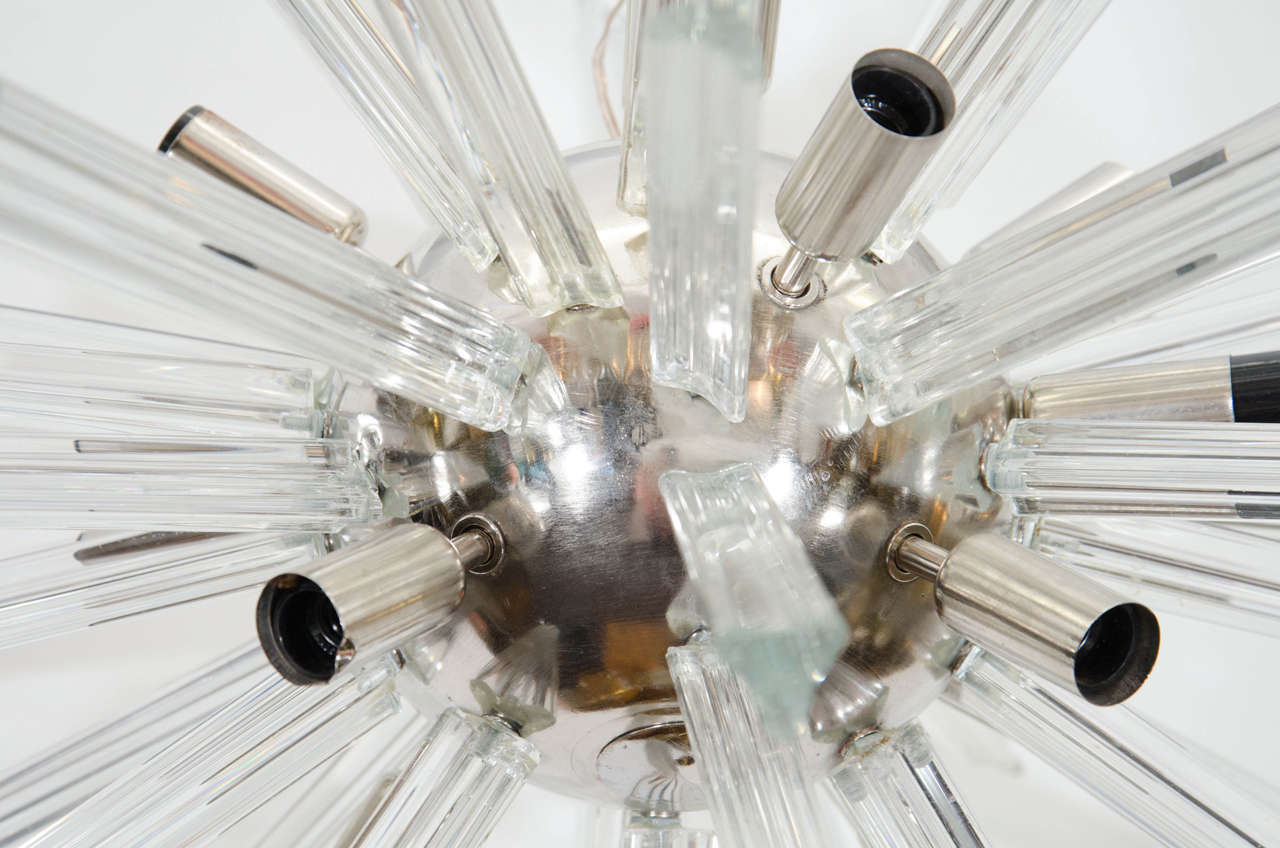 Mid-Century Modern Midcentury Glass and Chrome Sputnik Chandelier