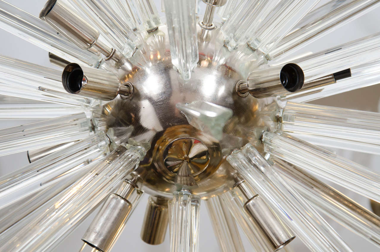 Midcentury Glass and Chrome Sputnik Chandelier 1