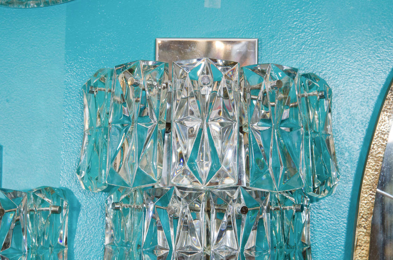 Mid-Century Modern Midcentury Pair of Large Three-Tier Kinkeldey Sconces