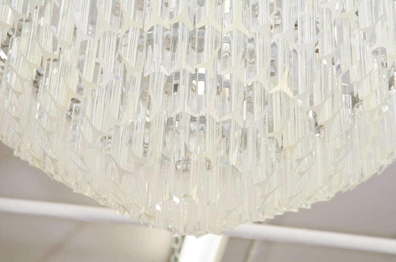 Mid-Century Modern Midcentury Large Lucite Chandelier in a Cascading Circular Form