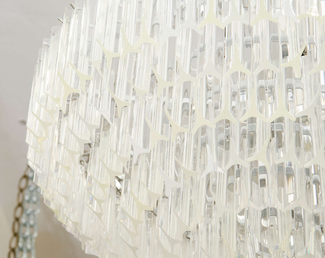 20th Century Midcentury Large Lucite Chandelier in a Cascading Circular Form