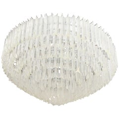 Midcentury Large Lucite Chandelier in a Cascading Circular Form