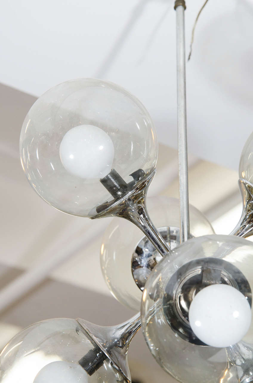 Midcentury Chrome and Bubble Glass Sputnik Pendant 1