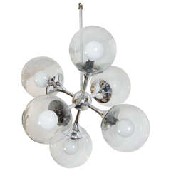 Midcentury Chrome and Bubble Glass Sputnik Pendant