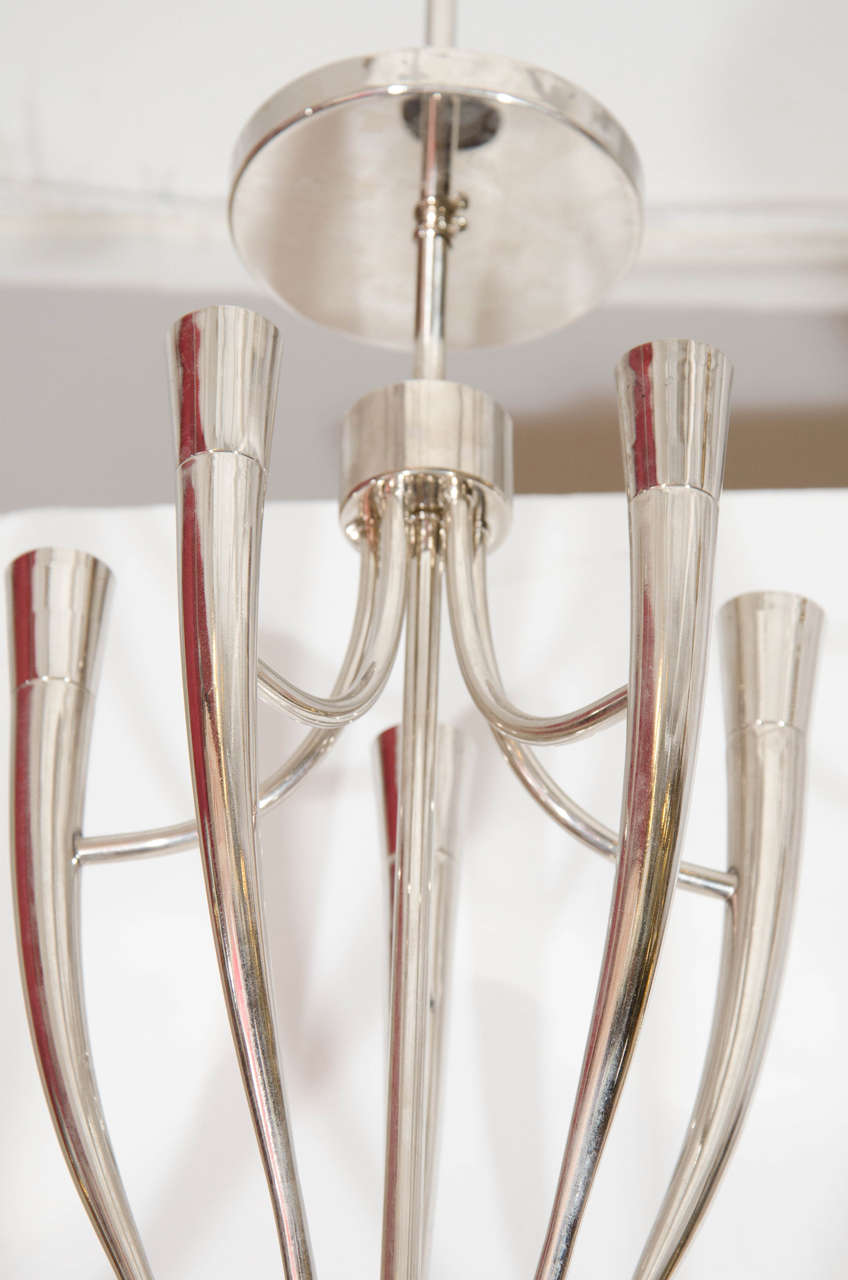Mid Century, Five-Light Chandelier in the Manner of Guglielmo Ulrich In Good Condition In New York, NY