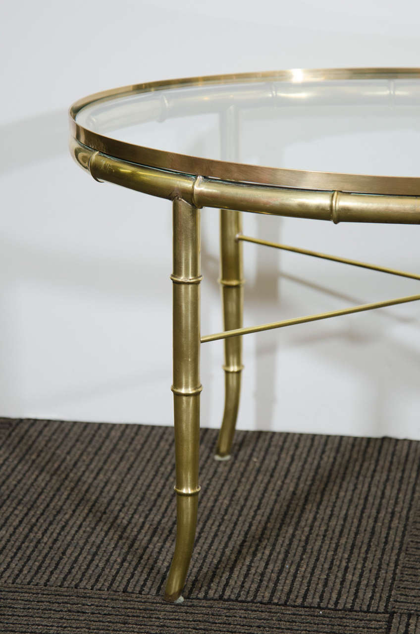 Mid-Century Modern Midcentury Oval Brass and Glass Tea Table/Occasional Table by Mastercraft