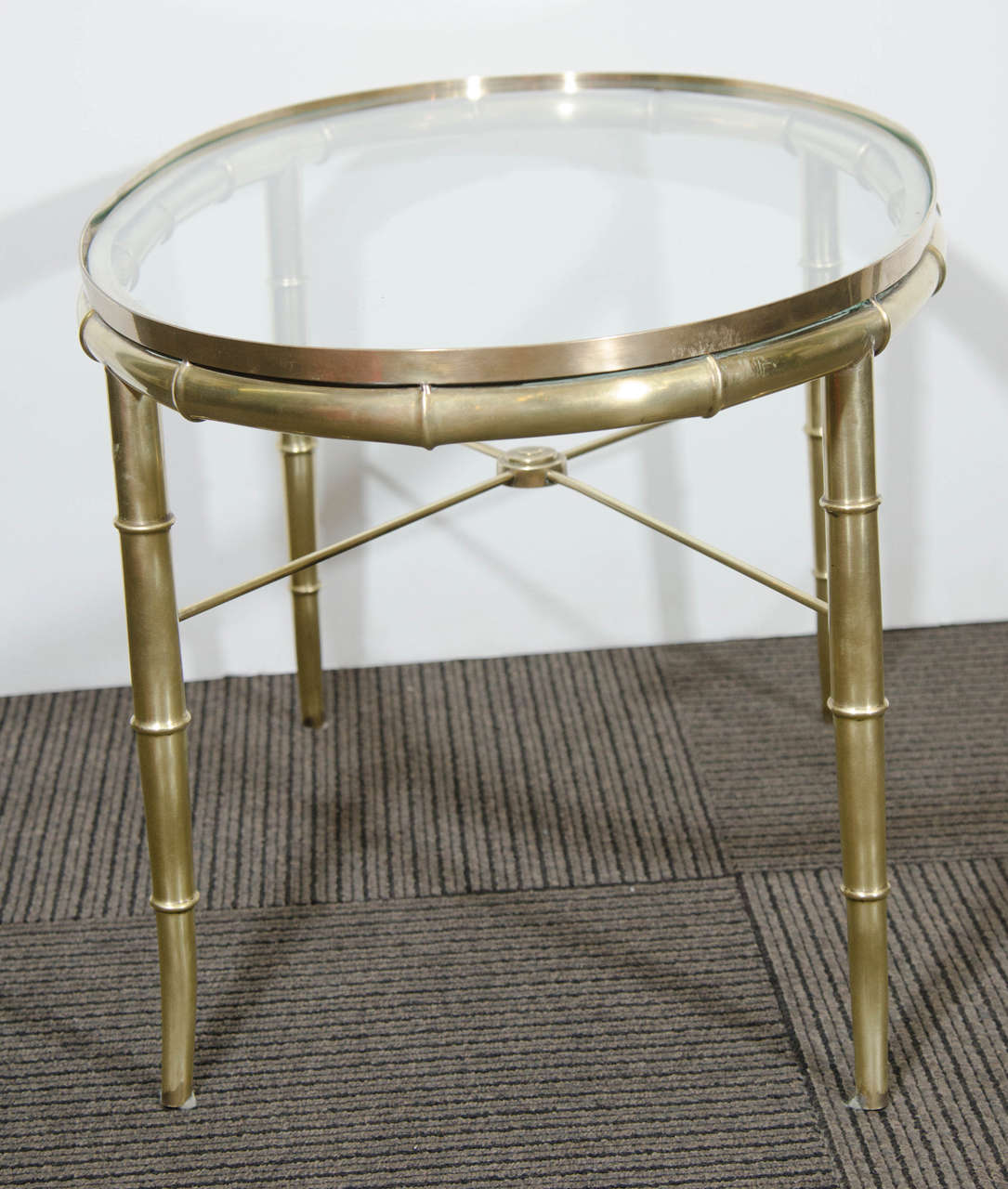 20th Century Midcentury Oval Brass and Glass Tea Table/Occasional Table by Mastercraft