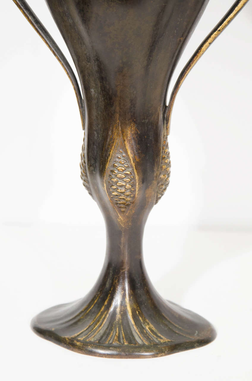 Art Nouveau Pair of French Bronze Vases by Auguste Delaherche In Good Condition In New York, NY
