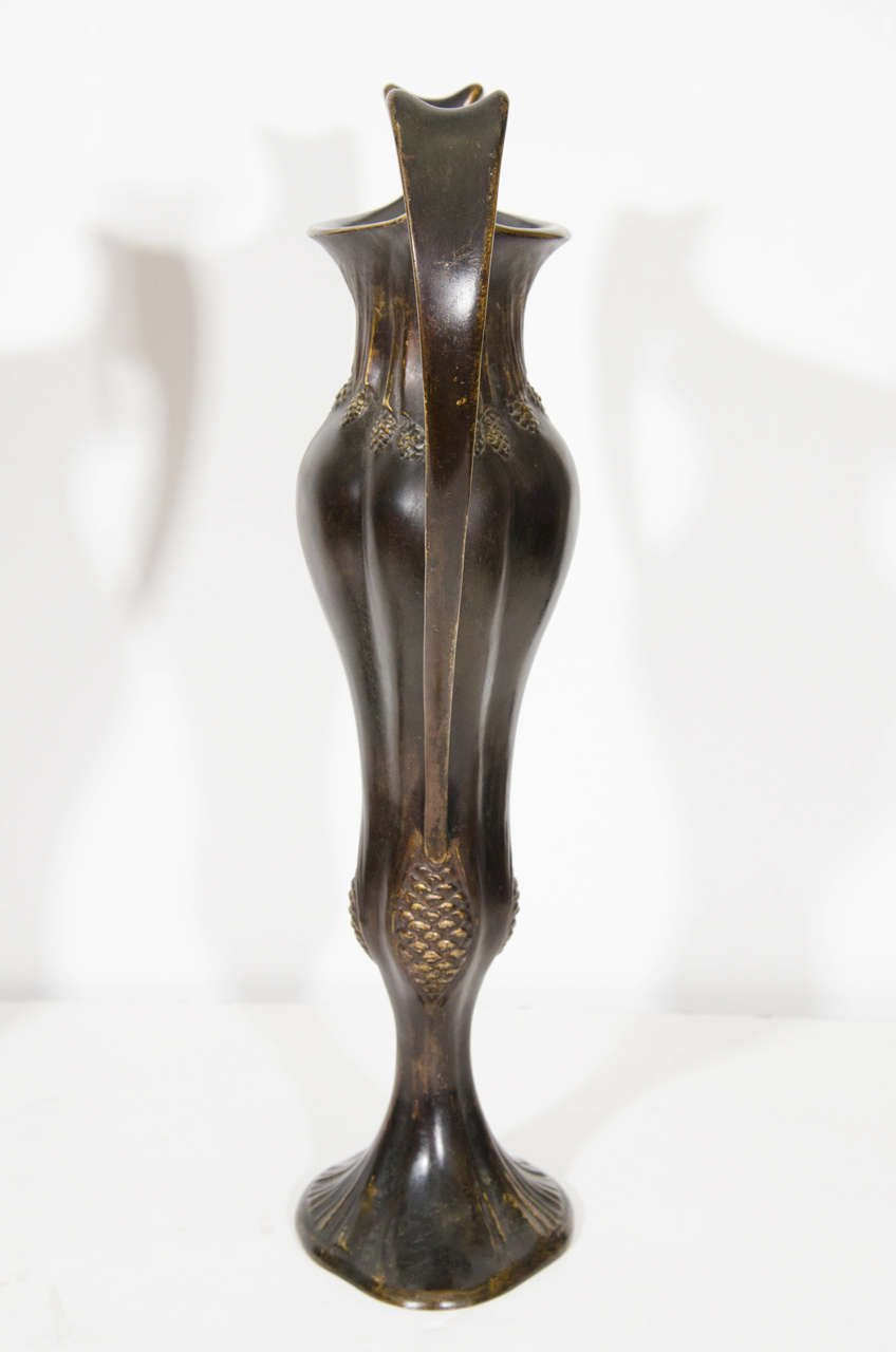 Art Nouveau Pair of French Bronze Vases by Auguste Delaherche 2