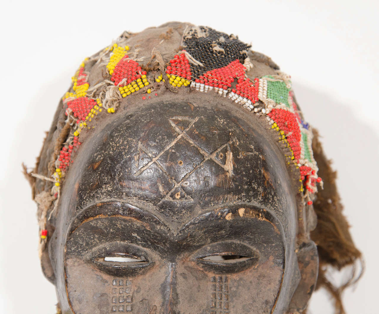 Beaded Wooden Mask in the Style of Chokwe Tribal Ritual 1