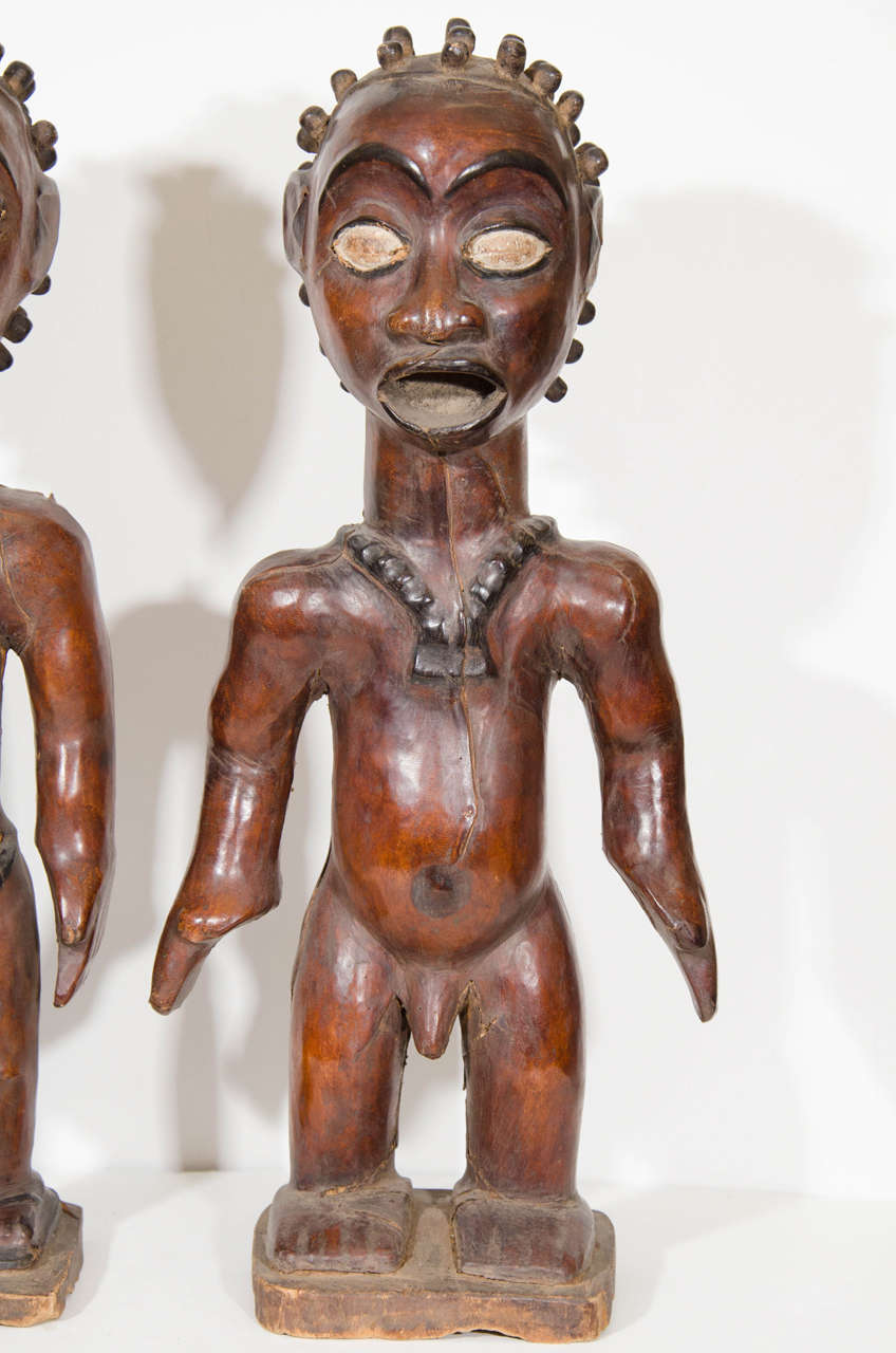 Leather Pair of Male and Female Statues in the Style of Ejagham of Nigeria