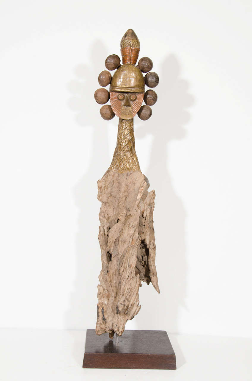 In the Style of Bakota Double-Faced Copper and Wood Reliquary Guardian Figure 2