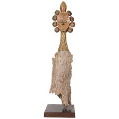 Vintage In the Style of Bakota Double-Faced Copper and Wood Reliquary Guardian Figure