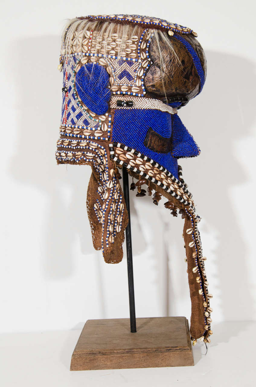Beads A Contemporary Beaded Kuba Mask or Helmet