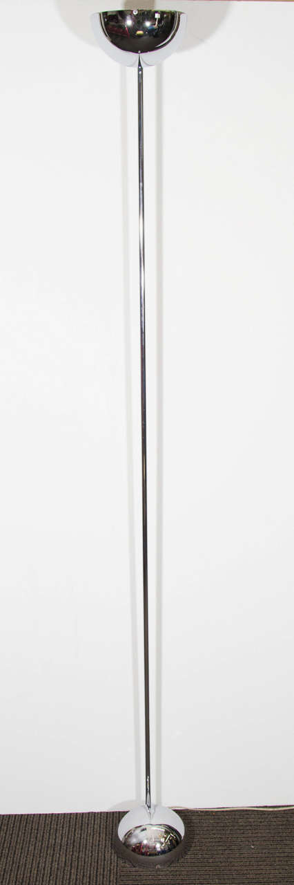 A Midcentury Chrome Half Globe Floor Lamp