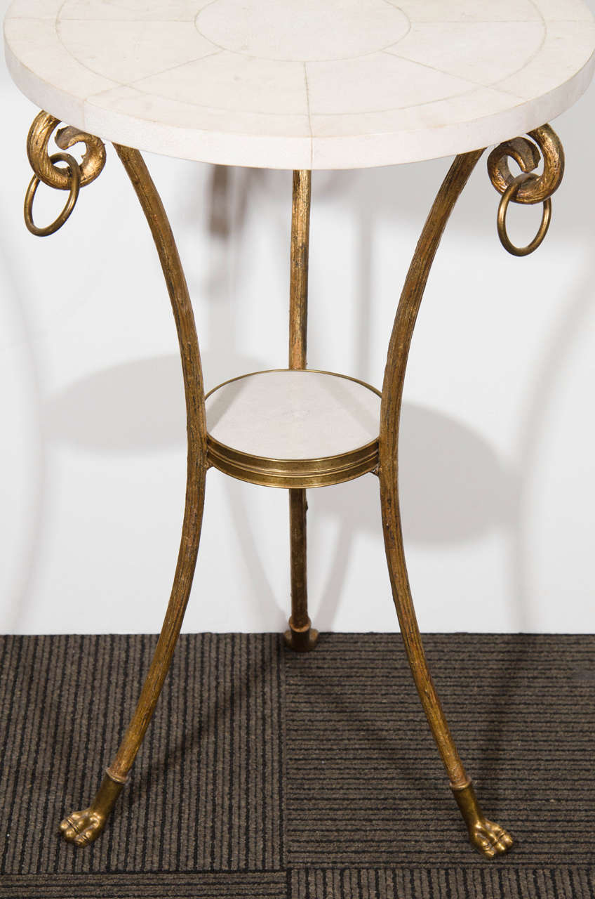 French 1940s Gilded Bronze and Shagreen Occasional Table In Good Condition In New York, NY